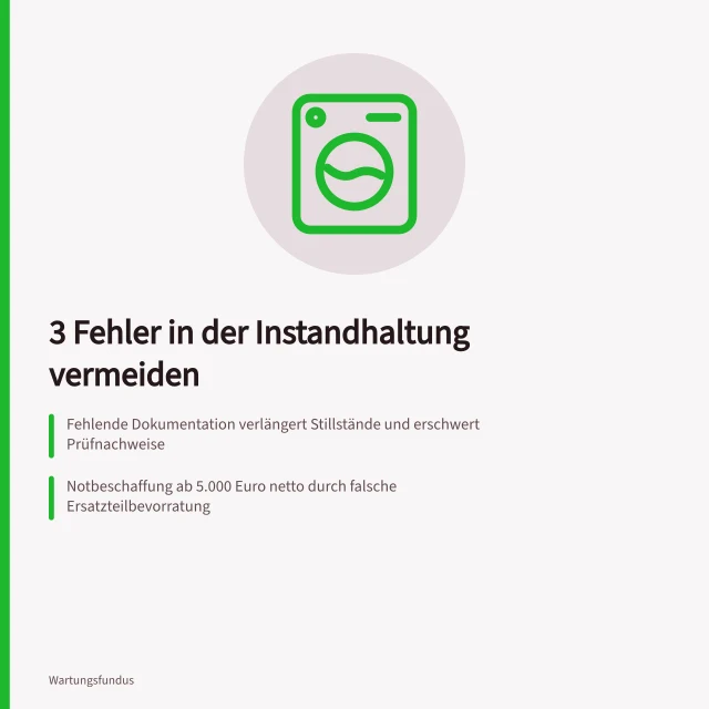 Karte zu drei kostspieligen Fehlern in der Instandhaltung. 3 Fehler in der Instandhaltung, die Kosten verursachen