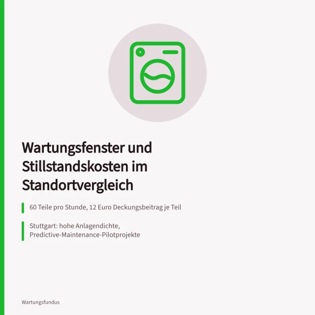Wartungsfenster und Stillstandskosten in Stuttgart, Ingolstadt und Wolfsburg. Wartungsfenster und Stillstandskosten in Stuttgart und Wolfsburg
